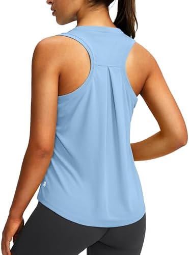 Women's loose racerback tank, haze blue
