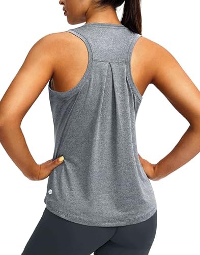 Women's loose racerback tank, heather grey