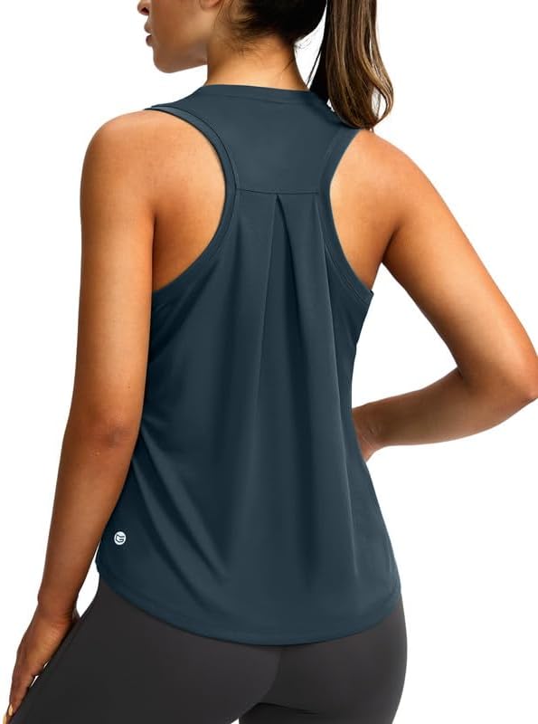 Women's loose racerback tank, navy