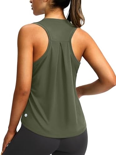 Women's loose racerback tank, olive