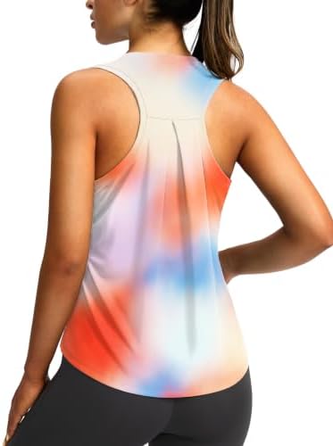 Women's loose racerback tank, orange tie dye