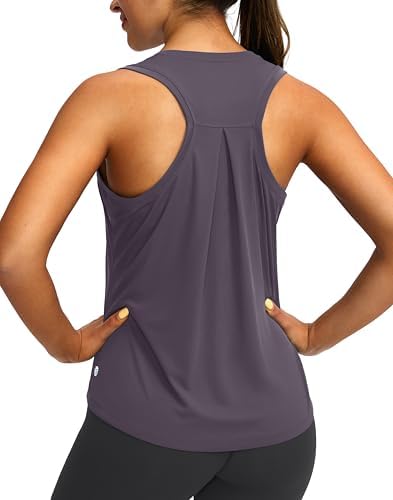 Women's loose racerback tank, purple grey