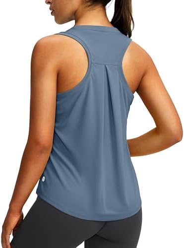Women's loose racerback tank, slate blue