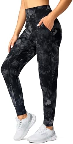 Women's loose yoga joggers, black tie dye
