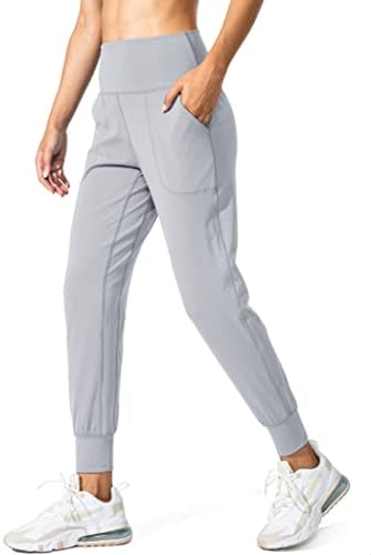 Women's loose yoga joggers, bright grey