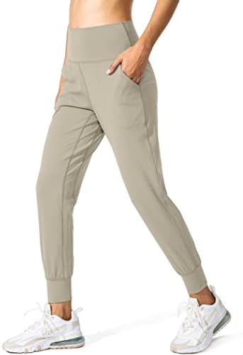 Women's loose yoga joggers, light khaki