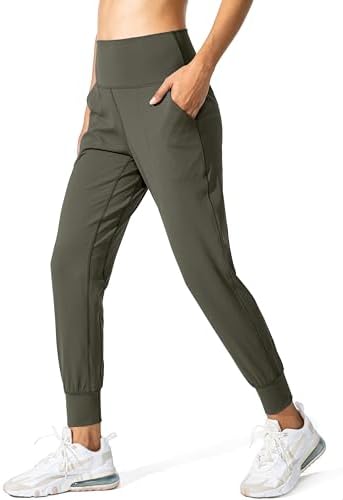 Women's loose yoga joggers, olive green