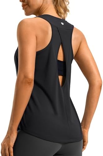 Women's open-back workout tank, black