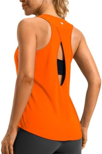 Women's open-back workout tank, orange