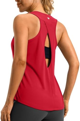 Women's open-back workout tank, red