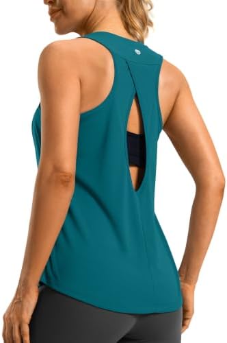 Women's open-back workout tank, teal
