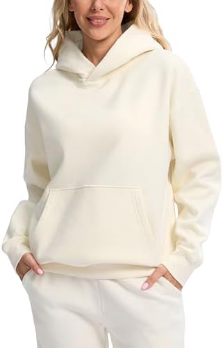 Women's oversized fleece hoodie, beige