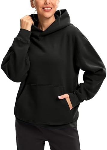 Women's oversized fleece hoodie, black