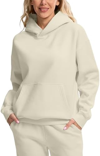 Women's oversized fleece hoodie, cream apricot