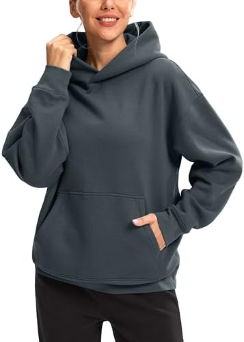 Women's oversized fleece hoodie, dark grey