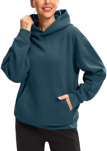 Women's oversized fleece hoodie, dusty blue