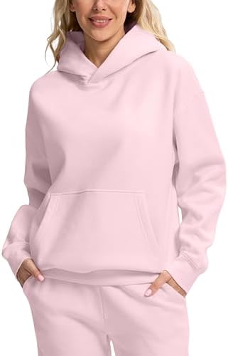 Women's oversized fleece hoodie, light pink