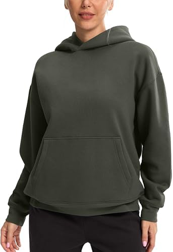 Women's oversized fleece hoodie, olive