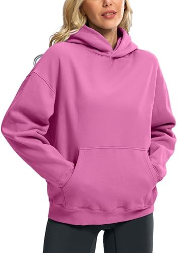 Women's oversized fleece hoodie, rose pink