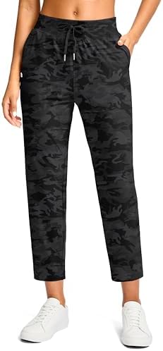 Women's petite ankle pants, black camo