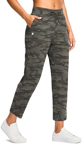 Women's petite ankle pants, green camo