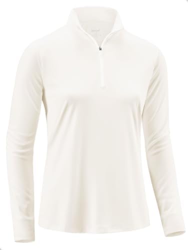 Women's quarter zip workout pullover, bone white