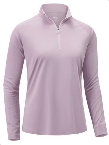 Women's quarter zip workout pullover, buckwheat purple