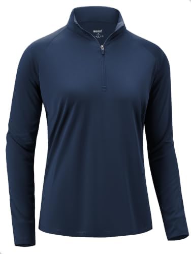 Women's quarter zip workout pullover, dark navy