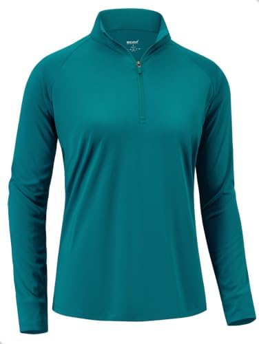 Women's quarter zip workout pullover, harbor blue