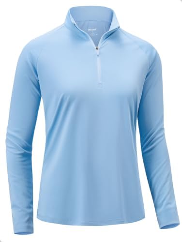 Women's quarter zip workout pullover, haze blue