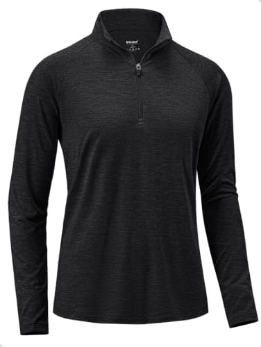 Women's quarter zip workout pullover, heather dull grey