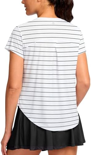 Women's quick dry gym tee, black stripes