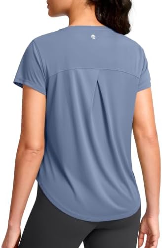 Women's quick dry gym tee, dusty blue
