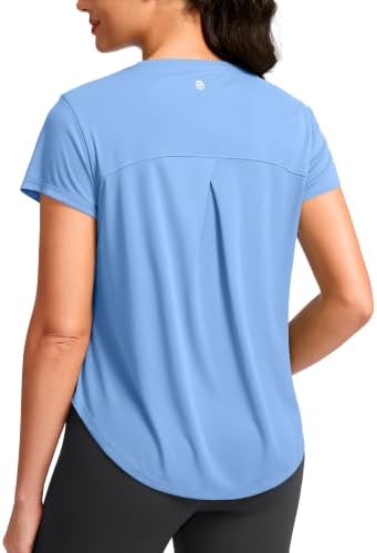 Women's quick dry gym tee, haze blue