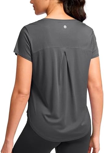 Women's quick dry gym tee, heather dark grey