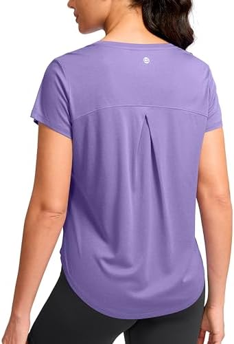 Women's quick dry gym tee, heather purple