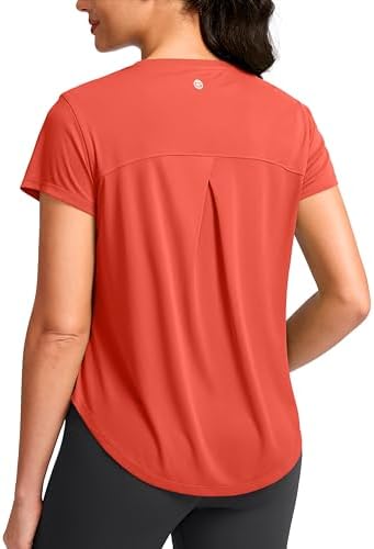 Women's quick dry gym tee, orange red