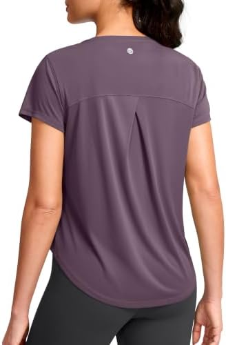Women's quick dry gym tee, purple grey