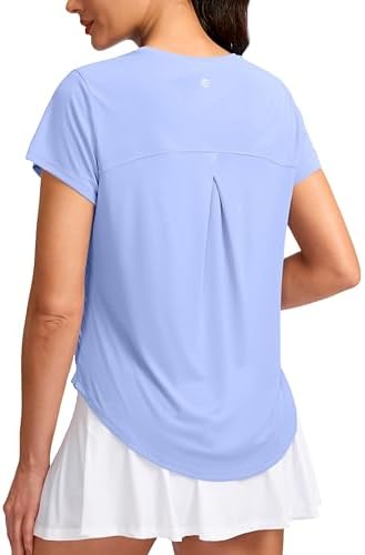 Women's quick dry gym tee, snow blue