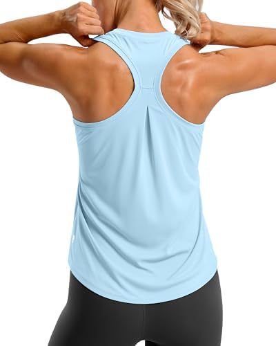 Women's racerback gym tank, blue linen