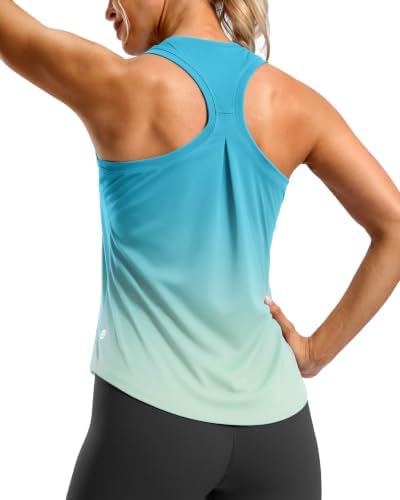 Women's racerback gym tank, green / yellow gradient