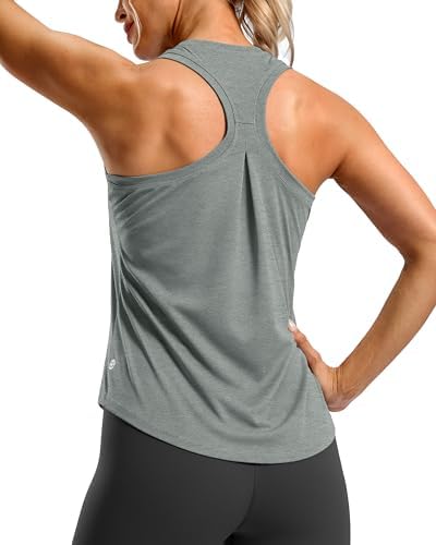 Women's racerback gym tank, sage grey heather