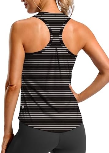 Women's racerback gym tank, white stripe