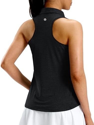 Women's racerback zip golf polo, heather carbon