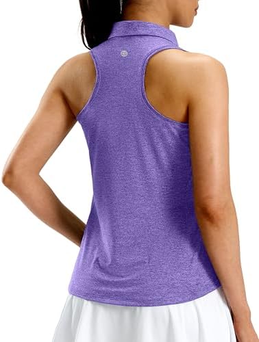 Women's racerback zip golf polo, heather dark purple