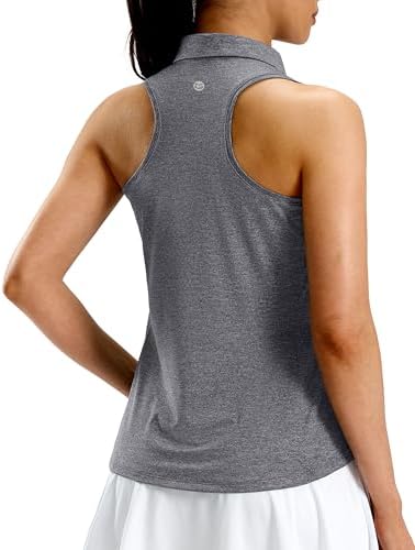 Women's racerback zip golf polo, heather grey