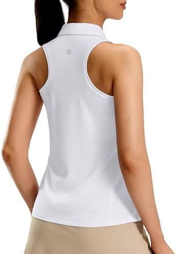 Women's racerback zip golf polo, heather white