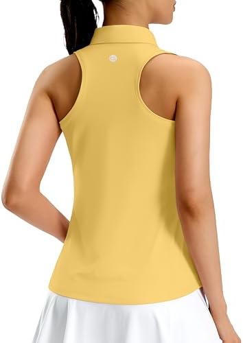 Women's racerback zip golf polo, heather yellow