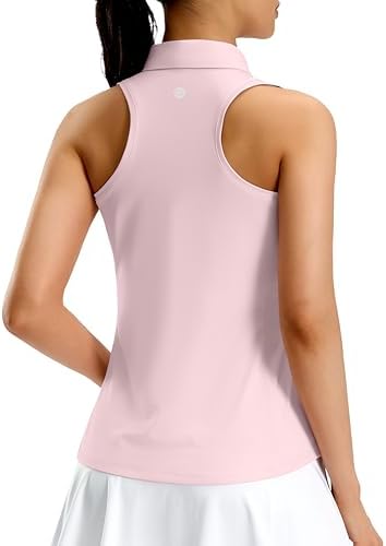 Women's racerback zip golf polo, peach