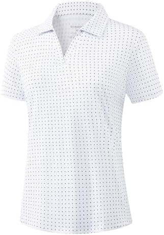 Women's short sleeve golf polo, black dot